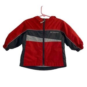 COLUMBIA Boy’s Red/Gray Fleece Lined Hooded Zip Up Jacket / Size: 18 Months
